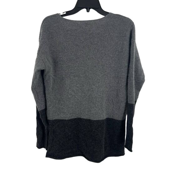 KIER + J Grey 100% Cashmere Colorblock Sweater Medium New - Picture 2 of 6